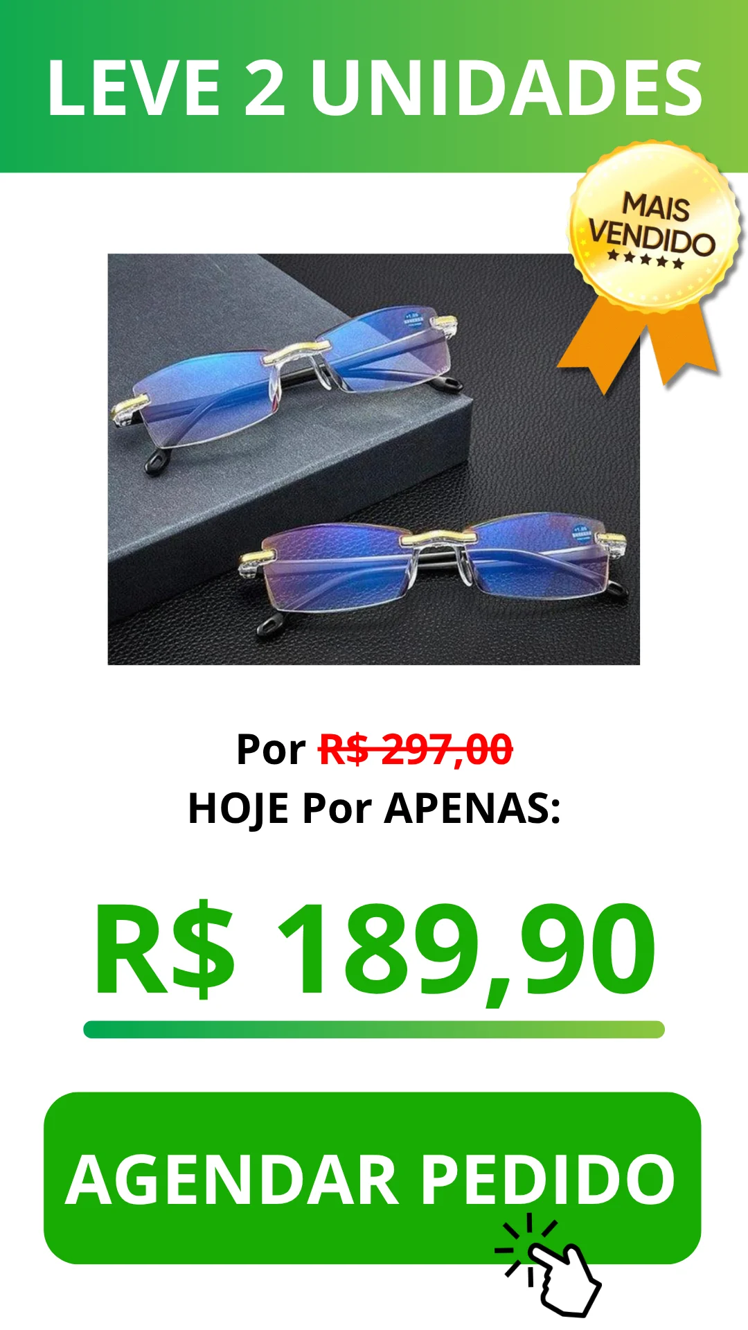 2 unidades - Óculos 2V Pro - Mais vendido